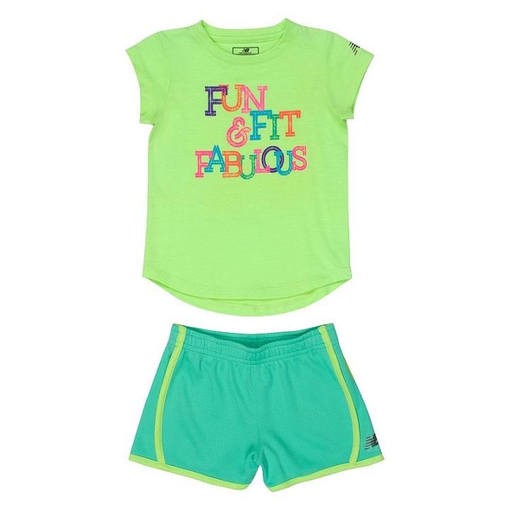 Toddler Girl New Balance Graphic Tee & Shorts Set, Size: 4t, Brt Green