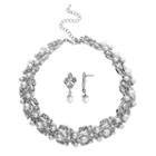 Crystal Allure Vine Collar Necklace And Drop Earring Set, Women's, Size: 12.75, White