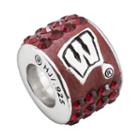 Logoart Wisconsin Badgers Sterling Silver Crystal Logo Bead - Made With Swarovski Crystals, Women's, Red