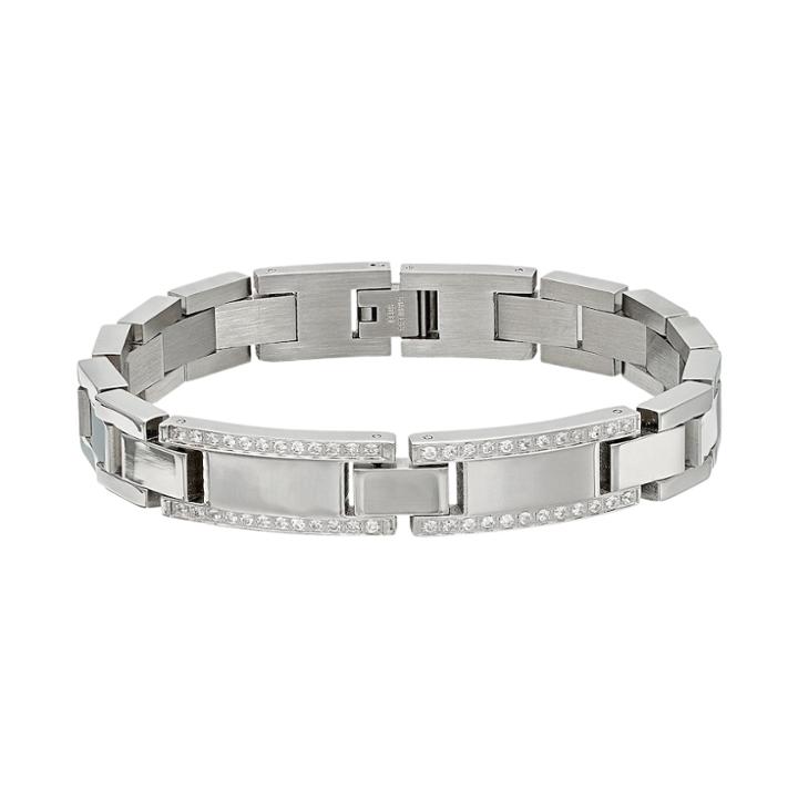 Cubic Zirconia Stainless Steel Bracelet, Size: 8.5, White
