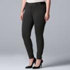 Plus Size Simpy Vera Vera Wang Midrise Skinny Ponte Pants, Women's, Size: 1x Long, Light Grey