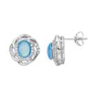 Sophie Miller Sterling Silver Lab-created Opal & Cubic Zirconia Oval Stud Earrings, Women's, Blue