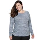 Plus Size Apt. 9&reg; Essential Long Sleeve Top, Women's, Size: 1xl, Dark Blue