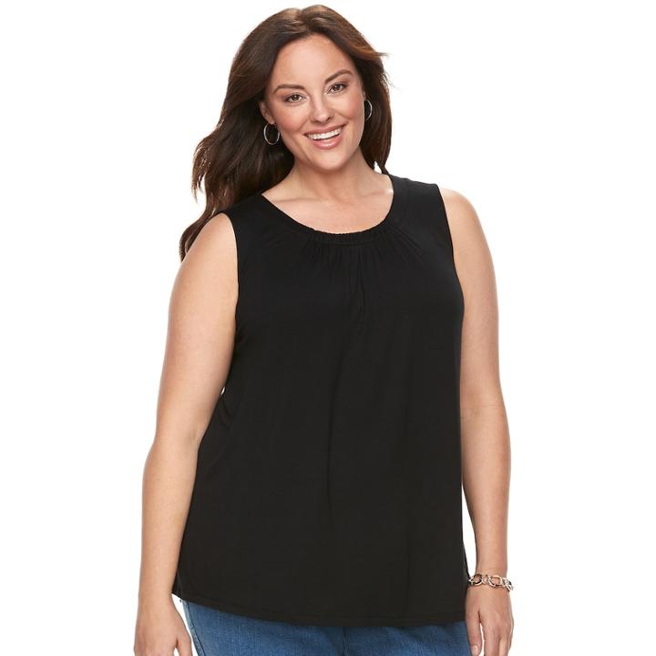 Plus Size Croft & Barrow&reg; Pleated Swing Tank, Women's, Size: 1xl, Black