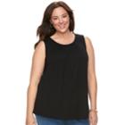 Plus Size Croft & Barrow&reg; Pleated Swing Tank, Women's, Size: 1xl, Black