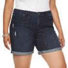 Plus Size Jennifer Lopez Distressed Boyfriend Jean Shorts, Women's, Size: 20 W, Dark Blue