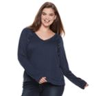 Juniors' Plus Size Mudd&reg; Lace-up Sweatshirt, Teens, Size: 1xl, Blue (navy)