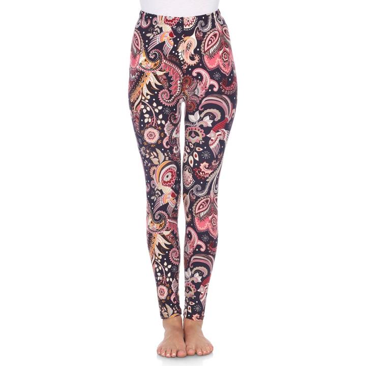 Women's White Mark Printed Leggings, Med Purple