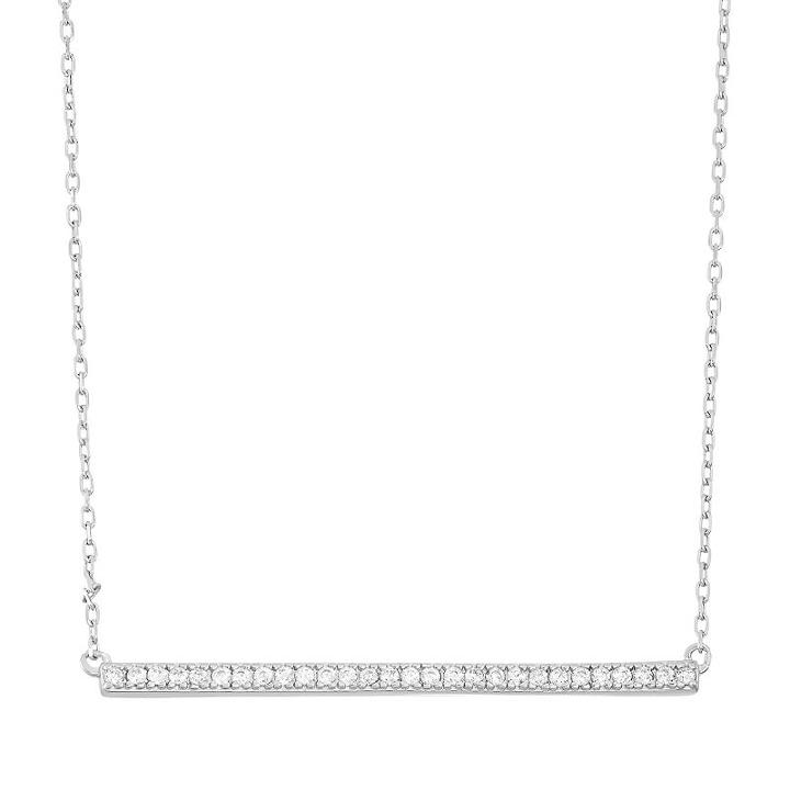 Cubic Zirconia Sterling Silver Bar Link Necklace, Women's, Size: 18, White