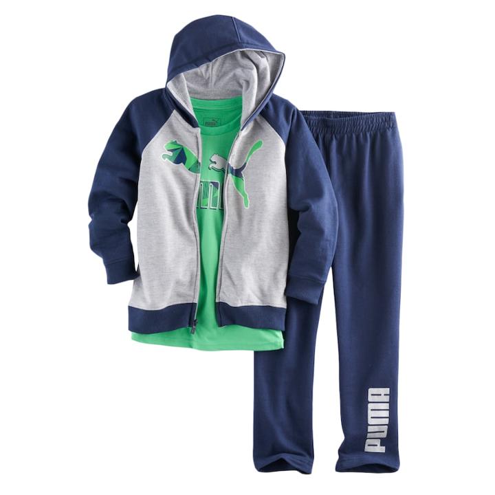 Boys 4-7 Puma 3-pc. Zip Hoodie, Graphic Tee & Pants Set, Size: 7, Blue