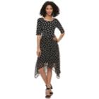 Women's Elle&trade; Printed Handkerchief A-line Dress, Size: Xl, Black