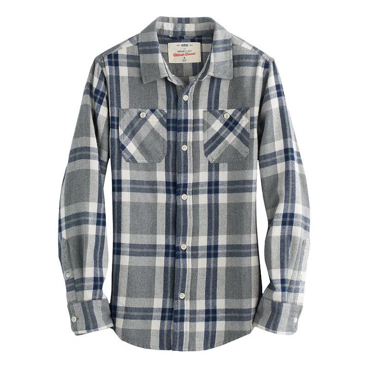 Boys 8-20 Urban Pipeline&reg; Ultimate Regular-fit 2-pocket Flannel Button-down Shirt, Size: Large, Med Grey
