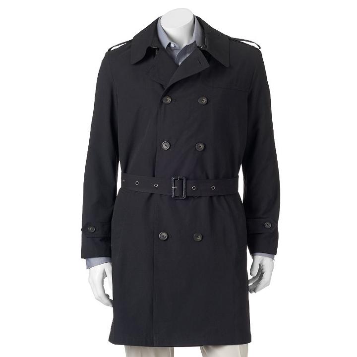 Men's Savile Row Kingston Classic-fit Double-breasted All-weather Coat, Size: Xl, Black