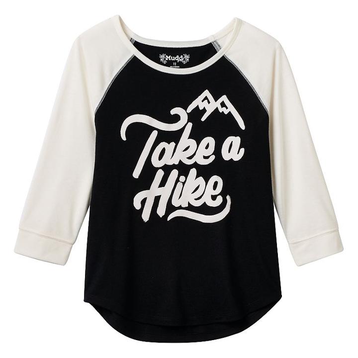 Girls 7-16 & Plus Size Mudd&reg; Raglan Graphic Tee, Girl's, Size: 20 1/2, Black