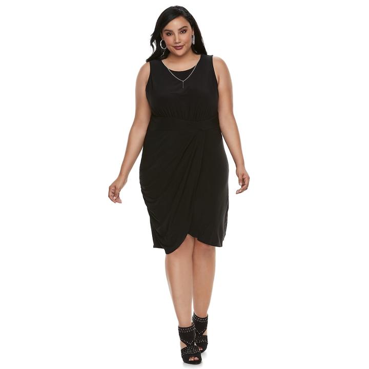 Plus Size Jennifer Lopez Twist Drape Dress, Women's, Size: 1xl, Black