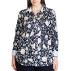Plus Size Chaps Non-iron Cotton Button-down Shirt, Women's, Size: 2xl, Blue (navy)