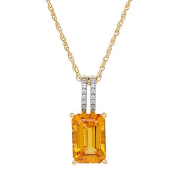 David Tutera 14k Gold Over Silver Simulated Citrine & Cubic Zirconia Pendant, Women's, Size: 18, Yellow