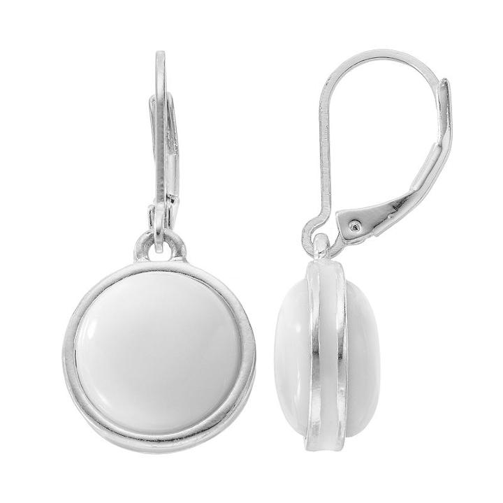 Napier Circle Cabochon Nickel Free Drop Earrings, Women's, White