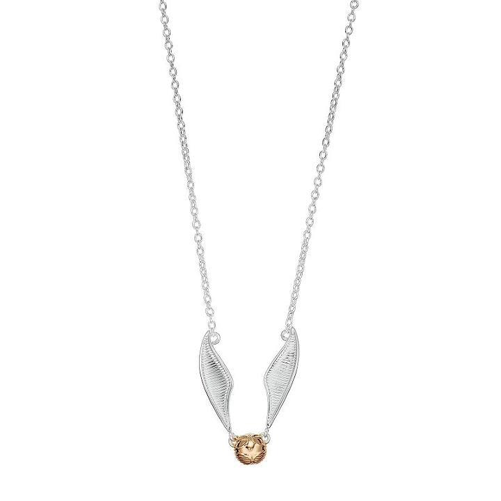 Harry Potter Two Tone Silver Plated Quidditch Golden Snitch Necklace, Gold