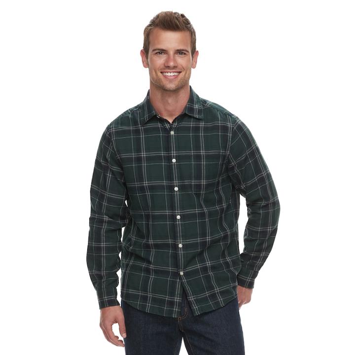 Men's Sonoma Goods For Life&trade; Modern-fit Long Sleeve Double Weave Button-down Shirt, Size: Medium, White