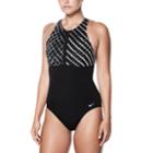 Women's Nike High-neck One-piece Swimsuit, Size: Small, Black