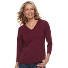 Women's Croft & Barrow&reg; V-neck Lightweight Sweater, Size: Small, Dark Red