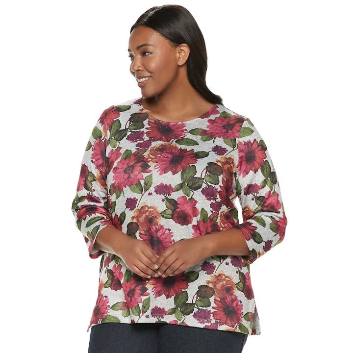 Plus Size Croft & Barrow&reg; Scoopneck Top, Women's, Size: 2xl, Light Grey