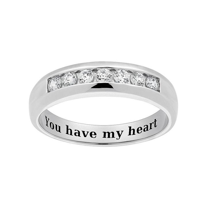 Cubic Zirconia Sterling Silver Wedding Band - Men, Size: 12, White
