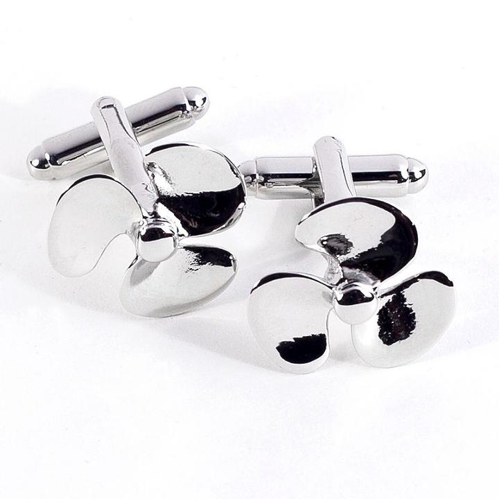 Rhodium-plated Propeller Cuff Links, Men's, Grey