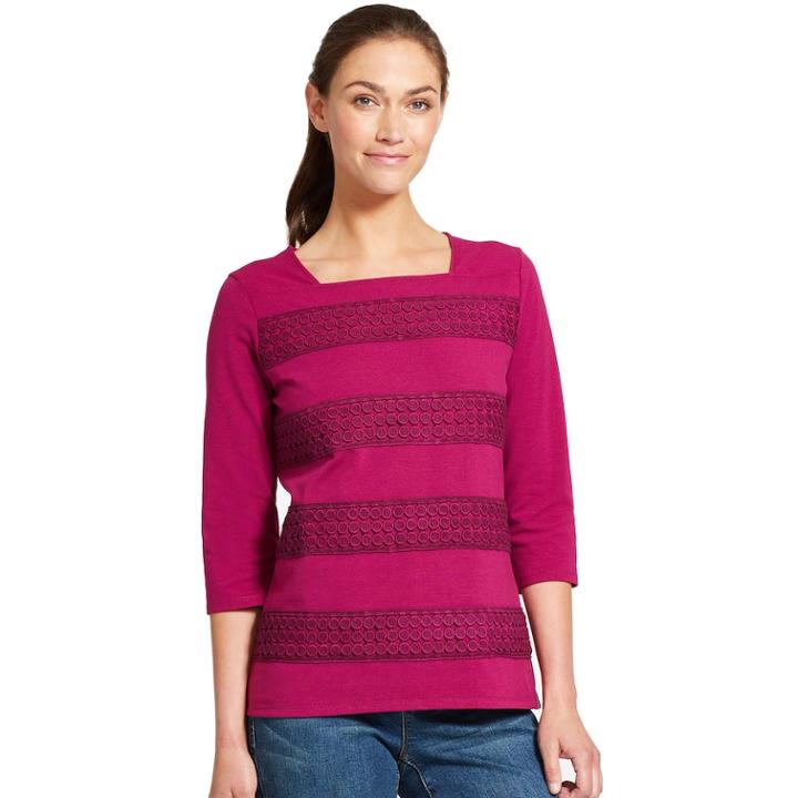 Women's Izod Lace-panel Top, Size: Small, Purple