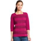 Women's Izod Lace-panel Top, Size: Small, Purple