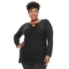 Plus Size Dana Buchman Keyhole Sweater, Women's, Size: 2xl, Black