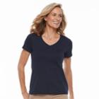 Petite Croft & Barrow&reg; V-neck Tee, Women's, Size: Xs Petite, Blue