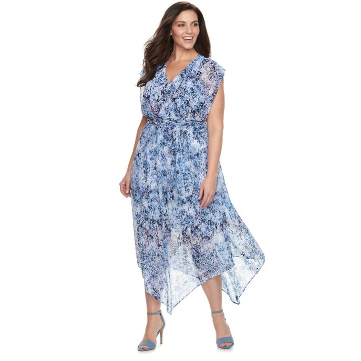 Plus Size Jennifer Lopez V-hem Wrap Dress, Women's, Size: 2xl, Blue