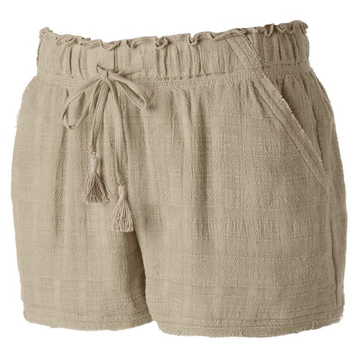 Juniors' Rewind Raw Edge Shortie Shorts, Girl's, Size: Large, Lt Beige