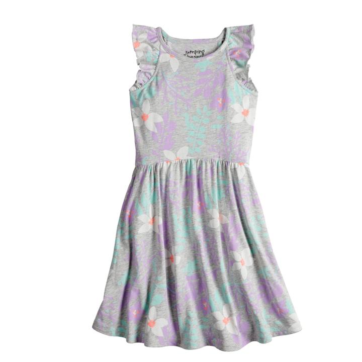 Girls 4-10 Jumping Beans&reg; Flutter Sleeve Pattern Dress, Size: 10, Light Grey