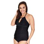 Plus Size Mazu Swim High-neck Halterkini Top, Women's, Size: 24 W, Black