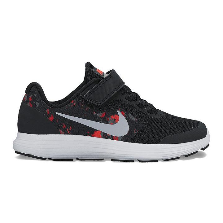 Nike Revolution 3 Preschool Boys' Print Sneakers, Boy's, Size: 2, Black