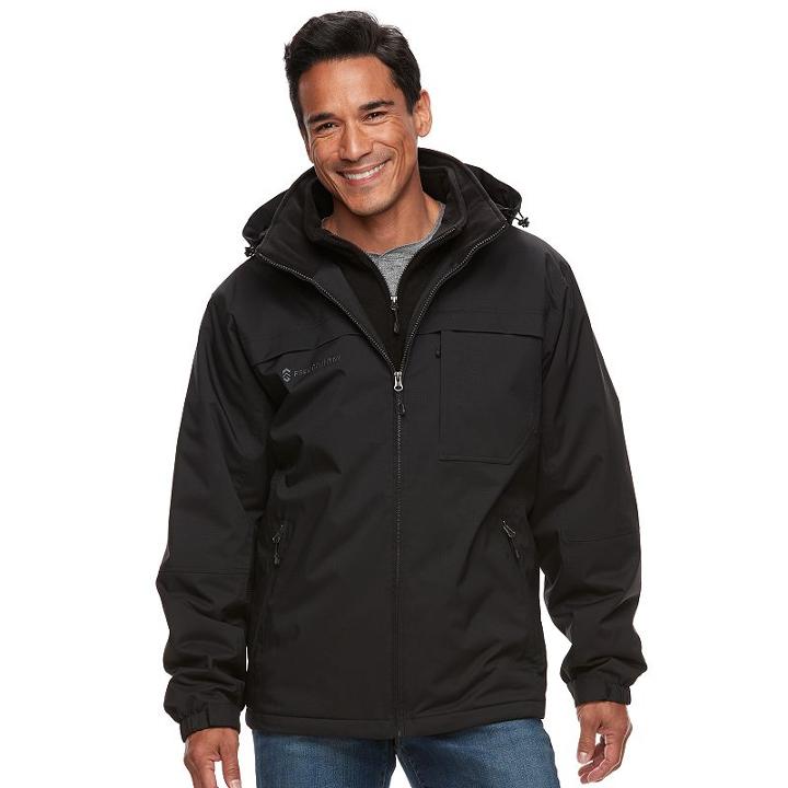 Men's Free Country Bibbed Hooded Jacket, Size: Small, Black