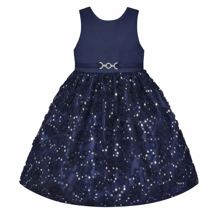 Girls 7-16 & Plus Size American Princess Sequin Soutache Skirt Dress, Size: 12, Blue (navy)