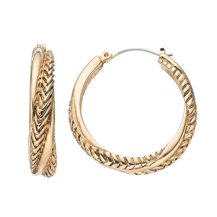 Napier Textured Twist Hoop Earrings, Women's, Gold