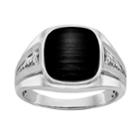 Men's Sterling Silver Onyx & Diamond Accent Cabochon Ring, Size: 9, Black