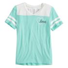 Girls 7-16 Miss Chievous V-neck Varsity Tee, Size: Xl, Turquoise/blue (turq/aqua)