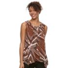 Petite Dana Buchman Pleated Mixed-media Tank, Women's, Size: S Petite, Med Brown
