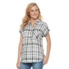 Women's Sonoma Goods For Life&trade; Plaid Dolman Top, Size: Xxl, Grey