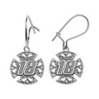 Insignia Collection Nascar Kyle Busch Sterling Silver 18 Maltese Cross Drop Earrings, Women's, Grey