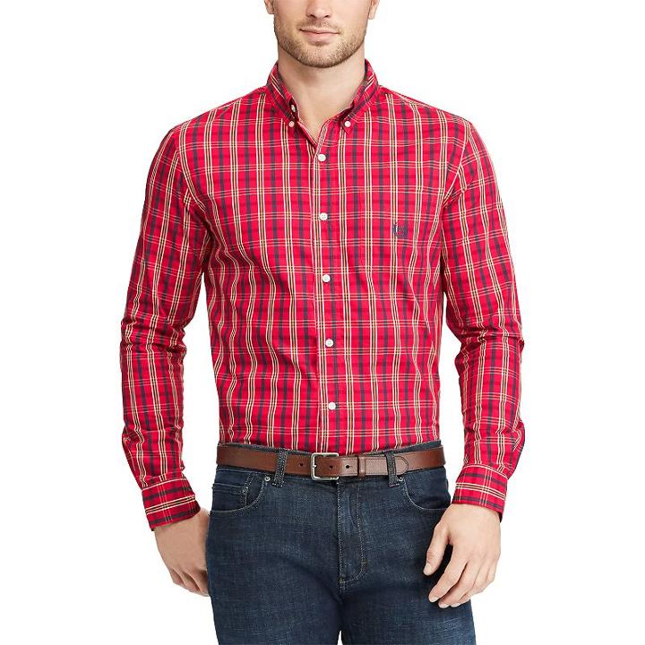 Men's Chaps Classic-fit Patterned Stretch Button-down Shirt, Size: Xxl, Red