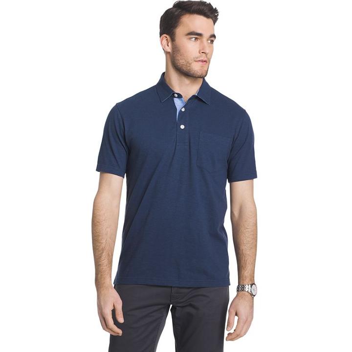 Men's Izod Wellfleet Classic-fit Slubbed Polo, Size: Large, Blue Other