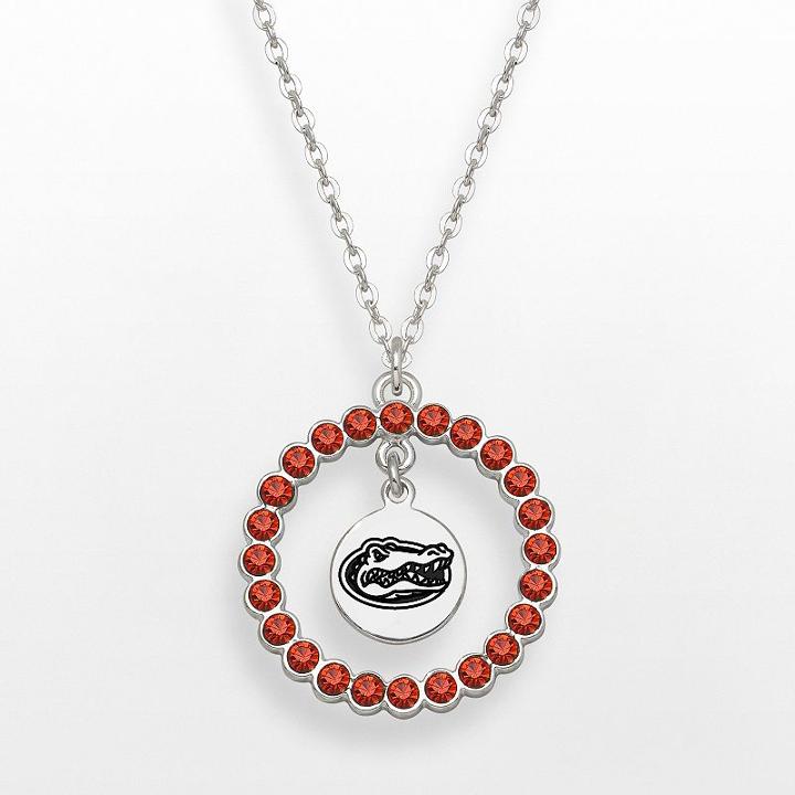 Logoart Florida Gators Silver Tone Crystal Logo Charm Circle Pendant, Women's, Size: 18, Orange