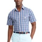 Big & Tall Chaps Classic-fit Checked Easy-care Woven Button-down Shirt, Men's, Size: L Tall, Blue (navy)